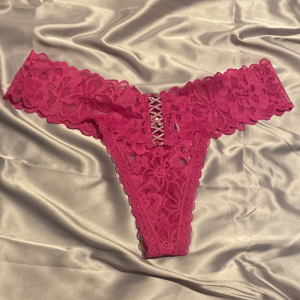 Pink lace thong
